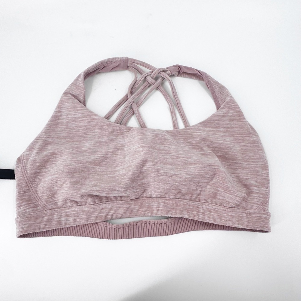 Victoria's Secret Sports Bra Pink Heathered Strappy Back Medium Support L